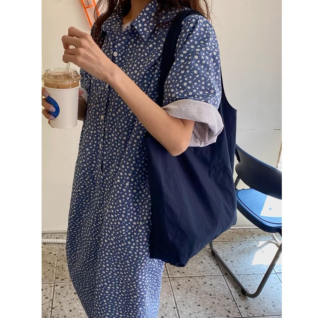 점프 슈트 여름 2026 한국 럭키 풀 프린트 편안함 새로운 반팔 루즈핏 넓은 다리 점프 슈트 롱 바지