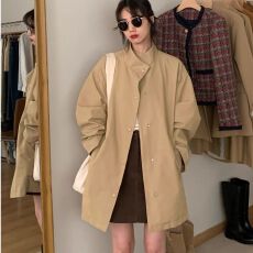 批发2026春季新款韩版卡其色中长款风衣外套女款今年流行小个子大衣