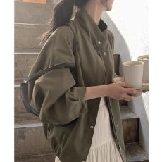 批发2026春季韩国chic复古洋气立领单排扣宽松百搭灯笼袖短款夹克外套