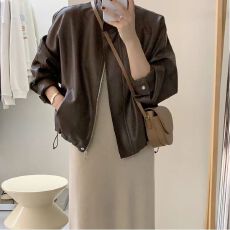 批发2026新款咖色皮衣外套女皮夹克爆款港风短款机车今年流行美式复古