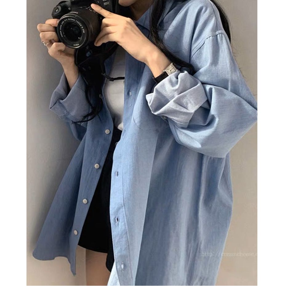 2026 새로운 레트로 폴로 칼라 여성 셔츠 외출용 다용도 한 바람 루즈핏 중간 길이 다용도 오픈 가디건 맨위