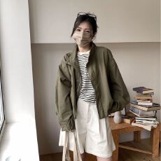 批发2026新款军绿色立领夹克秋季新款外套冲锋衣拉链短款高腰春秋外套