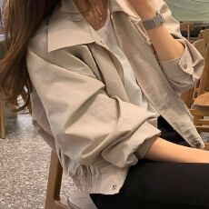 批发高级感气质纯色短外套女小个子简约休闲百搭夹克工装上衣春秋新款