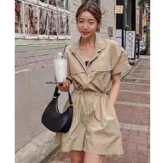批发工装连体裤<b class='q'>女</b>夏季新款2026休闲百搭抽绳收腰显瘦小个子阔腿<b class='q'>短裤</b>潮