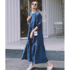 批发2026法式chic气质宽松显瘦连衣裙<b class='q'>女</b>夏季新款日系慵懒风裙子