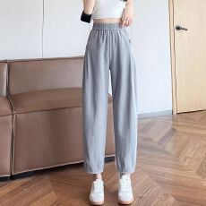 批发立体腰 夏季冰丝棉麻<b class='q'>运动裤</b>女宽松新款薄款休闲萝卜亚麻<b class='q'>哈伦</b>裤女