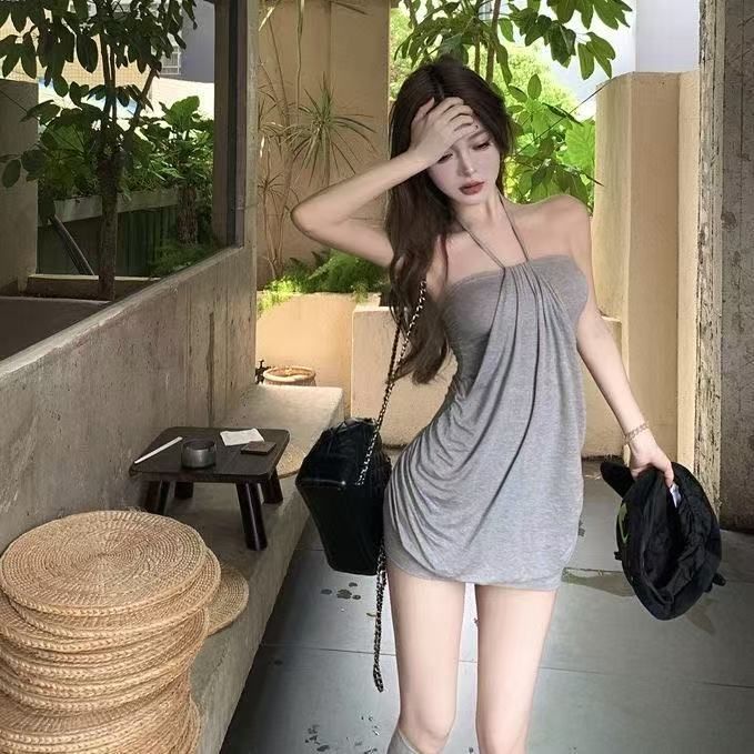 감정 빛 럭셔리 고급 센스 순수한 욕망 핫걸 아름다움 라드. 착용 가져 가라. 몸매 가꾸기 튜브탑 행침 목 타이트 스커트 드레스