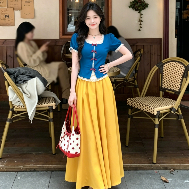 2026 새로운 공주 드레스 공주 드레스 봄 여름 새로운 작은 대중 디자인 센스 맨위 반신 스커트 투피스 세트