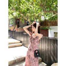 批发性感气质蝴蝶印花荷叶边<b class='q'>连衣裙</b>女2026夏季新款气质裙子长裙超好看