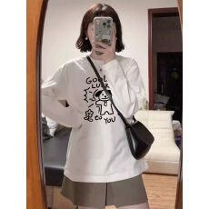 官图 21支纯棉-210克 秋装长袖T恤女宽松上衣印花