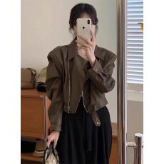 批发复古pu皮衣外套女2026<b class='q'>春</b>秋小个子时尚百搭显瘦机车皮短款夹克上衣