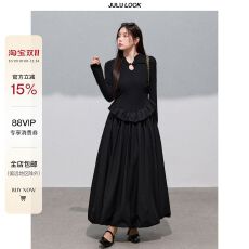 批发黑色新中式旗袍长袖连衣裙女早秋季高级感气质收腰生日<b class='q'>礼服</b><b class='q'>长裙</b>子