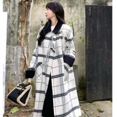 批发格纹毛呢外套女中长款冬季2026今年流行高级感超好看加厚呢子大衣