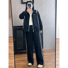 批发仿棉斜纹拉架250克】大码胖mm运动套装女春秋连帽卫衣长裤两件套