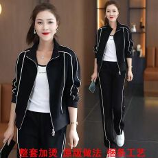 批发时尚套装2026早秋新款女休闲减龄显瘦开衫卫衣卫裤两件套