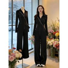 批发仿棉曼巴棉280克】休闲运动套装女<b class='q'>春</b>秋修身高端上衣阔腿裤两件套