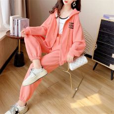 批发仿棉华夫格250克】运动<b class='q'>套装</b>女春秋季宽松时尚卫衣外套休闲两件套