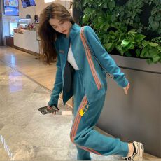 批发6535鱼鳞棉220克】时尚运动套装女<b class='q'>春</b>秋季新款休闲宽松外套两件套
