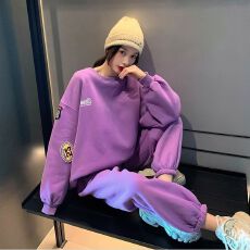 批发仿棉鱼鳞200克】春秋季时尚运动<b class='q'>套装</b>女学生宽松卫衣<b class='q'>休闲</b>两件套