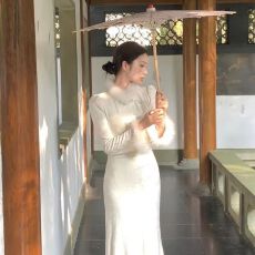 批发修身包臀鱼尾毛领旗袍长袖<b class='q'>连衣裙</b>女2026新款秋冬高级感小众长裙子