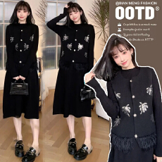 批发孕妇秋冬新款毛衣套装高级感小香风马甲潮妈两件套显瘦针织连衣裙