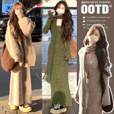 批发<b class='q'>孕妇</b><b class='q'>氛围</b>感秋冬新款围巾毛衣长裙潮妈过膝鱼尾针织毛衣内搭<b class='q'>连衣裙</b>