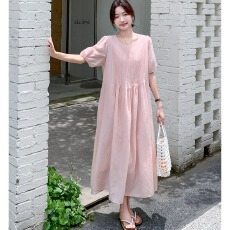 孕妇装夏季新款粉色法式浪漫温柔风超仙连衣裙少女感减龄系带长裙