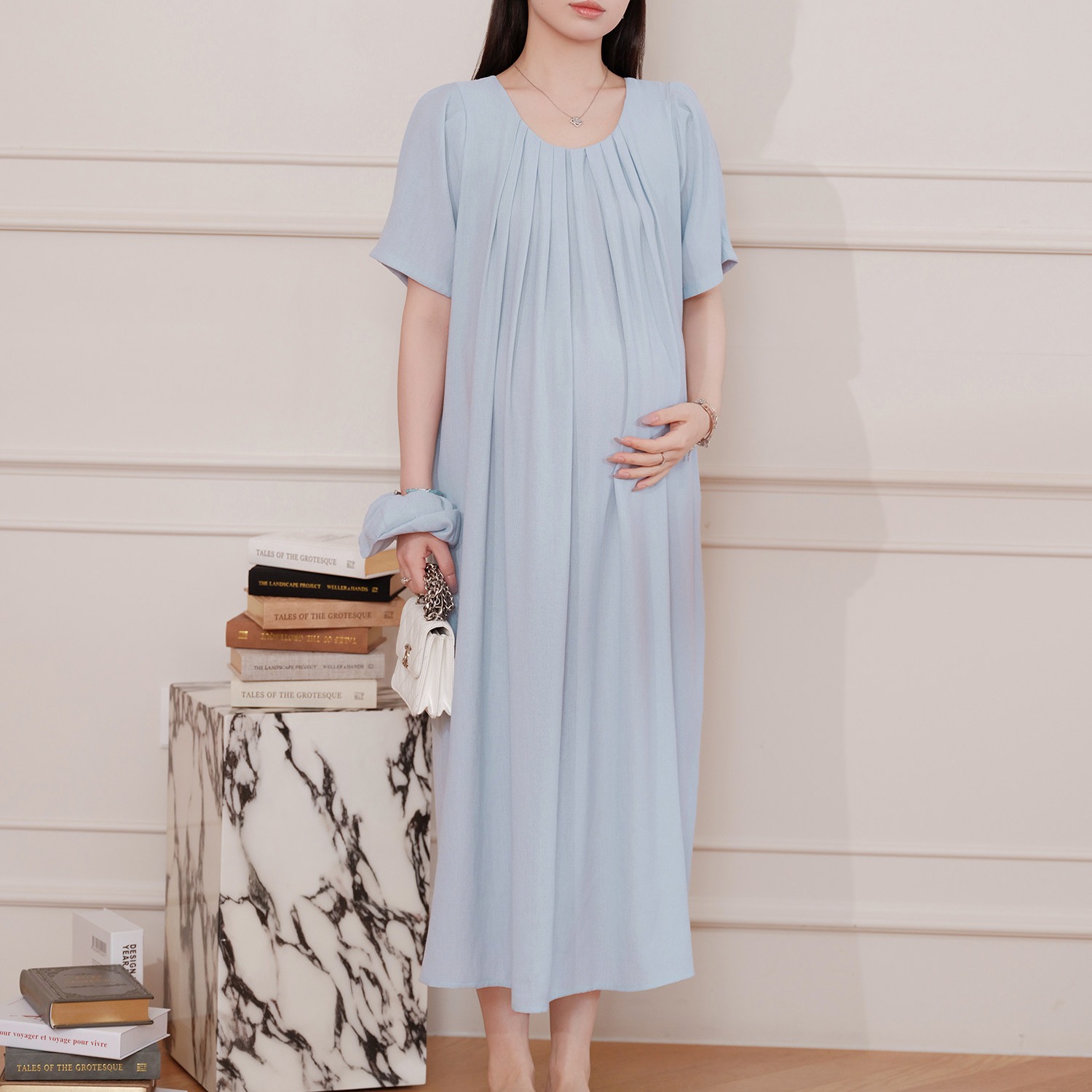 2026 여름 새로운 패션 임산부 달콤함 부드러운 루즈핏 슬림해 보이는 품격 드레스