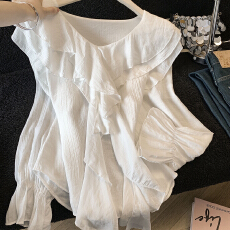 批发<b class='q'>婴儿</b>蓝娃娃衫2026春夏女装法式浪漫荷叶边V领宽松温柔超仙的<b class='q'>上衣</b>