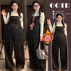 批发现~2025年高品质原创针织打底卡通孕妇加绒时尚背带裤孕妇套装