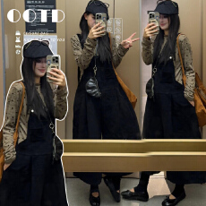 批发秋冬新款时尚孕妇七分灯芯绒高级感背带裤+打底上衣孕妇两件套