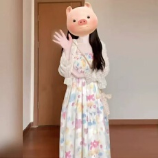 批发大码法式温柔气质碎花<b class='q'>连衣裙</b>女夏季度假风吊带裙防晒开衫两件套装