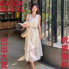 批发法式无袖假两件无袖背心<b class='q'>连衣裙</b>女夏2026新款气质漂亮长裙爆款流行
