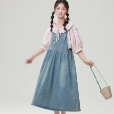 批发实拍2025春季新款文艺刺绣清新百搭氛围感减龄气质牛仔背带裙