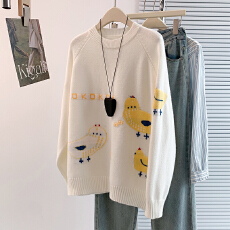 批发实拍秋冬新款韩版洋气减龄设计感趣味提花休闲百搭套头<b class='q'>打底衫</b>毛衣