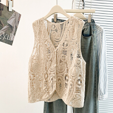 批发实拍春季新款波西米亚镂空钩花高级感百<b class='q'>搭</b>叠穿马甲背心<b class='q'>外</b><b class='q'>搭</b>