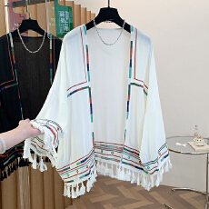 实拍夏新款波西米亚旅游拍照重工刺绣百搭开衫流苏外搭披肩防晒衣