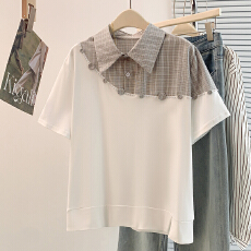 批发实拍夏季新款<b class='q'>韩版</b>设计感假两件百搭高级感减龄显瘦<b class='q'>衬衫</b>领<b class='q'>T</b><b class='q'>恤</b>