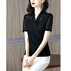 批发2026新款v领时尚百搭印花上衣修身显瘦打底衫<b class='q'>长袖</b>小衫女百搭上衣