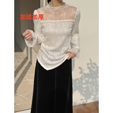 批发半高领蕾丝拼接针织衫女士2025秋冬新款韩系时尚洋气别致漂亮小衫