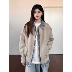 批发美式复古辣妹字母印花<b class='q'>网纱</b>外套男女秋宽松休闲百搭情侣<b class='q'>上衣</b>
