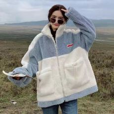 批发情侣装秋冬季羊毛羔外套<b class='q'>女</b>潮ins韩版宽松学生百搭羊羔绒加厚外套