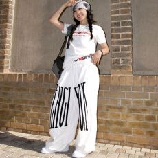 批发字母<b class='q'>印花</b>抽绳直筒卫裤男女潮牌宽松休闲阔腿裤