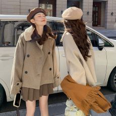 批发高级感毛呢加厚外套秋冬季新款大码呢子大衣小个子外穿毛呢外套