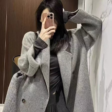 批发灰色呢子大衣2025秋冬新款中长款小个子加厚毛呢外套