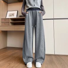 批发裤子女2025新款冬加绒弯刀裤松紧腰阔腿裤今年流行爆款超火糯米裤