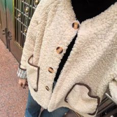 批发韩系小香风羊羔毛外套<b class='q'>女</b>2025冬季新款加绒加厚保暖宽松棉服上衣潮