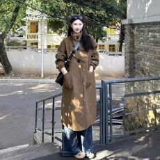 批发小个子毛呢外套秋冬季新款大码宽松中<b class='q'>长款</b>高级气质外穿呢子大衣
