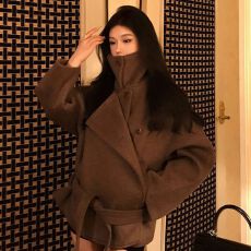 批发质感<b class='q'>时尚</b>设计感立领呢子大衣女2025秋冬新款高级感毛呢外套小个子