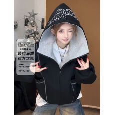 批发华棉复合】卫衣潮乐邦帽衫拉链开衫卫衣女男春秋冬长袖宽松外套潮